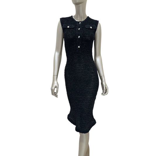 Chanel 2016 Black Nylon Shift Dress Sz. 38 Pre-owned