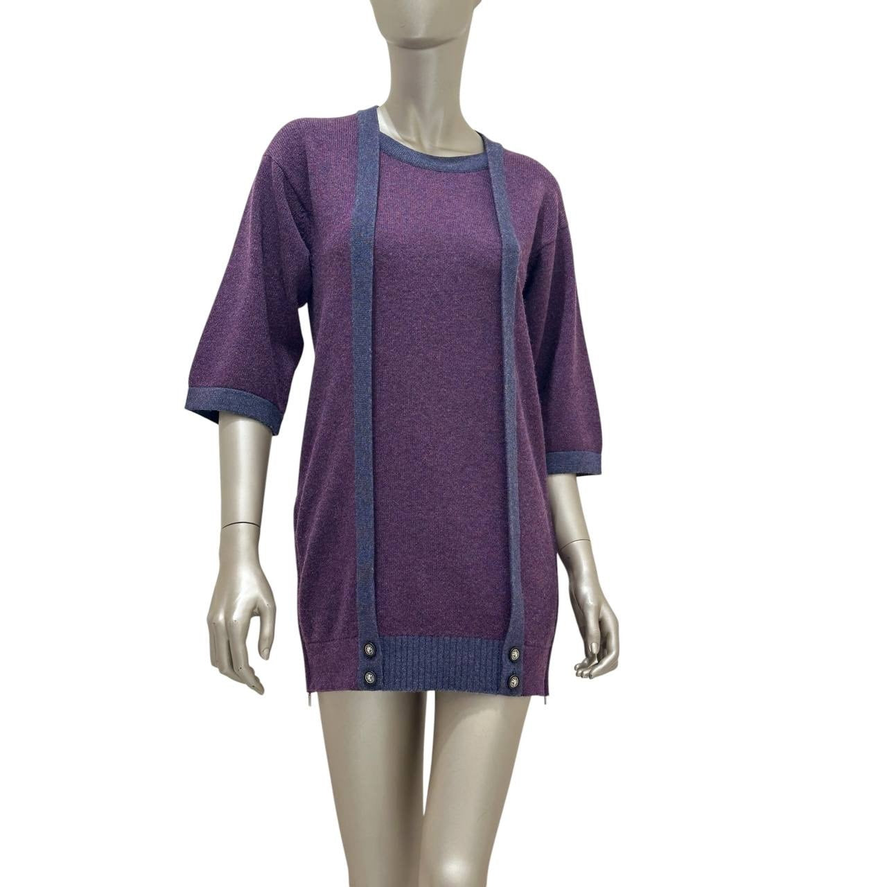 Chanel Purple Cashmere Long Cardigan FR 34 Pre-owned
