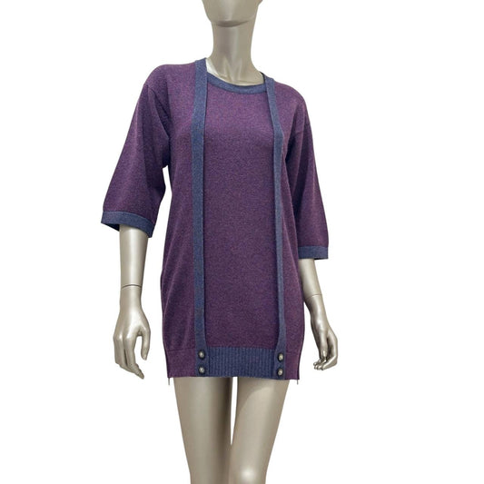 Chanel Purple Cashmere Long Cardigan FR 34 Pre-owned