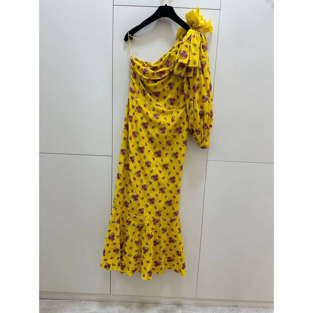 Gucci SS2008 Yellow Floral One-Shoulder Dress Sz.42 Pre-owned
