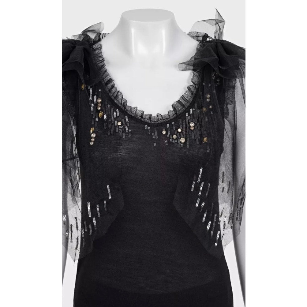 Valentino Black Lace & Sequin Tank Top Size US 6 pre-owned