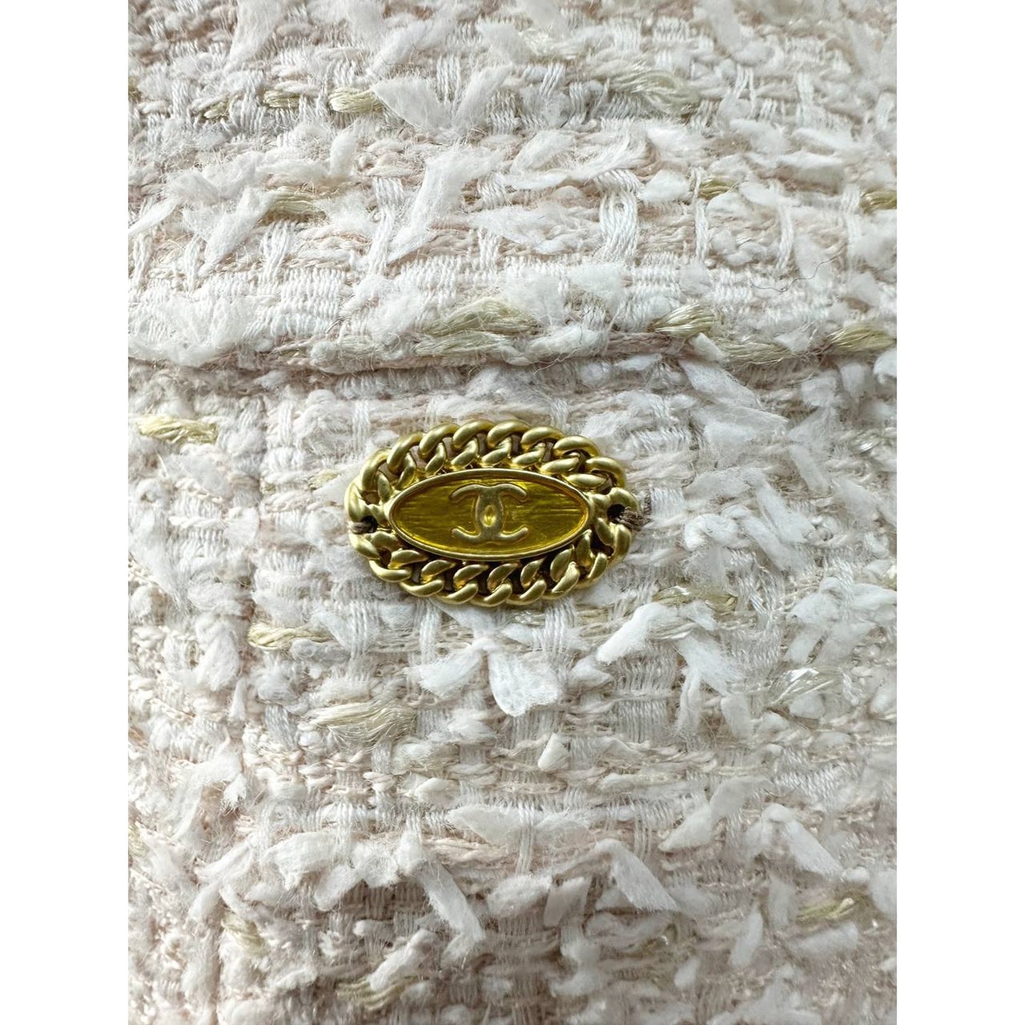 Chanel White Tweed  Skirt  Sz.44 Pre-owned