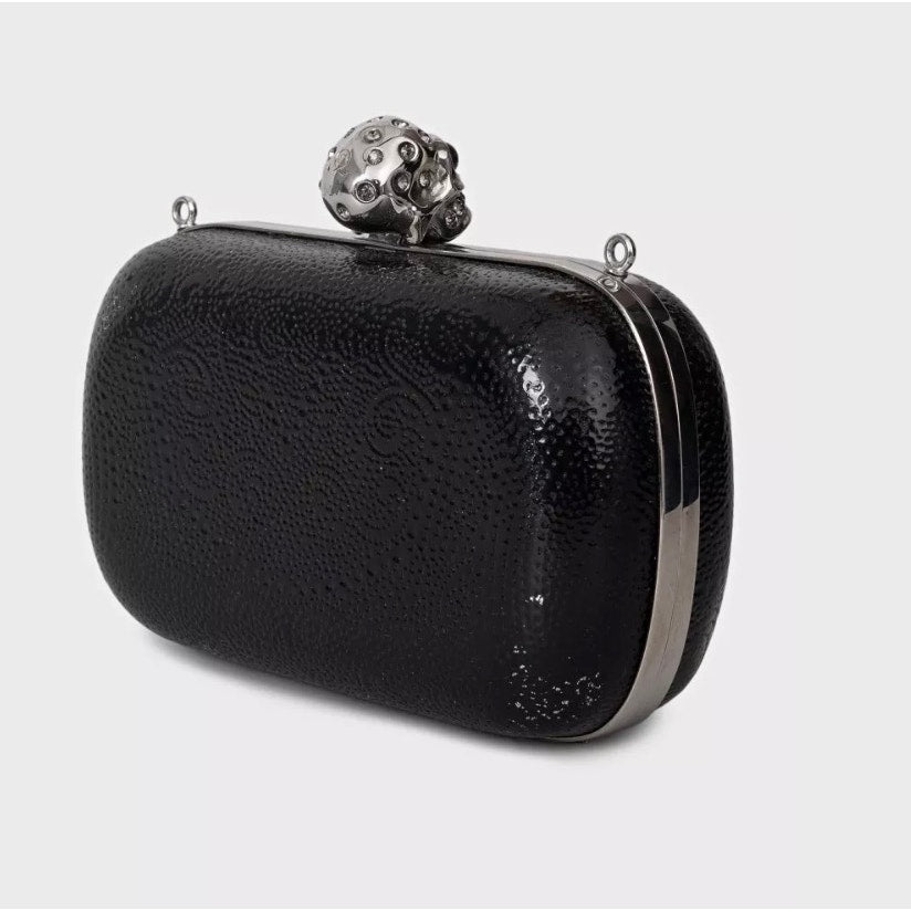 Alexander McQueen Black Leather Skull Clutch Bag Pre-owned