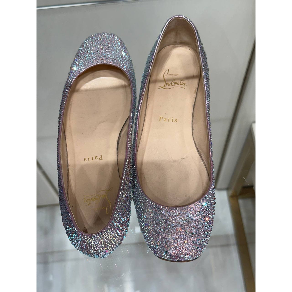 Christian Louboutin Crystal Strass Ballet Flats Sz.38.5 Pre-owned