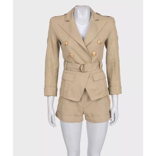 Balmain Beige Cotton-Linen Suit with Shorts Sz. FR36 / S Pre-owned