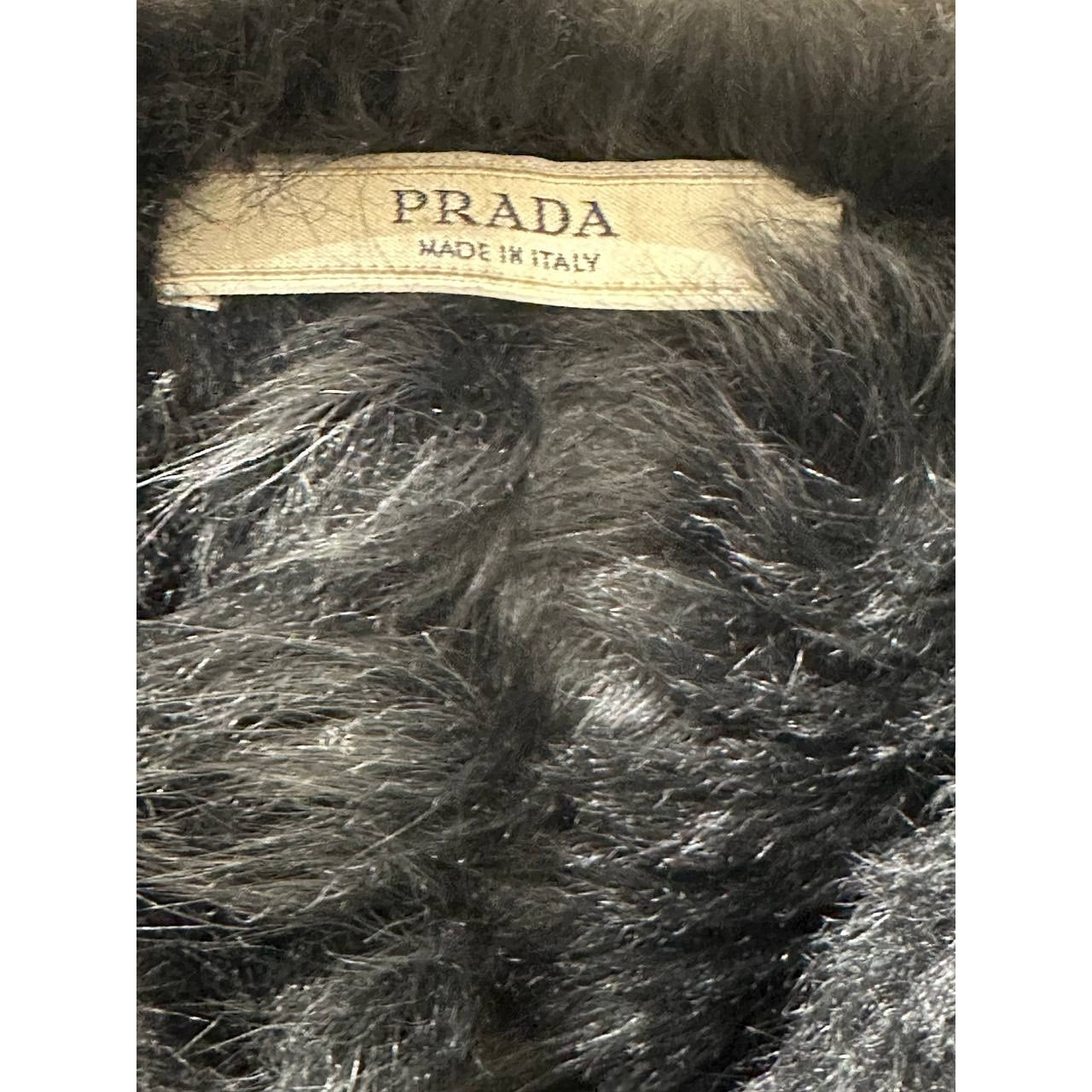 Prada Black Shearling  Decorative Collar Coat  Size 38 Pre-owned