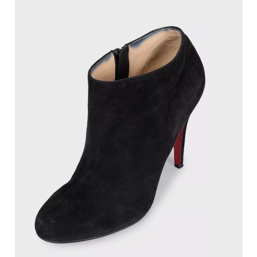 Christian Louboutin Black Suede Ankle Boots - Size 39 pre-owned