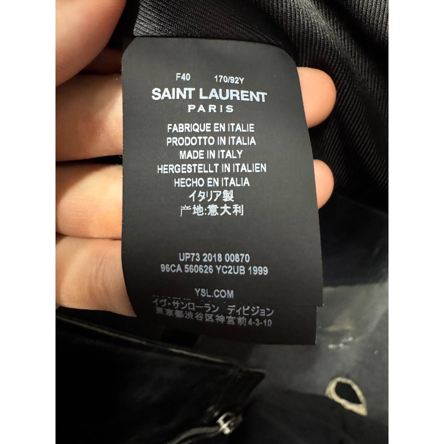 Saint Laurent Bird-Print Black Leather Jacket - Size FR40 Pre-owned