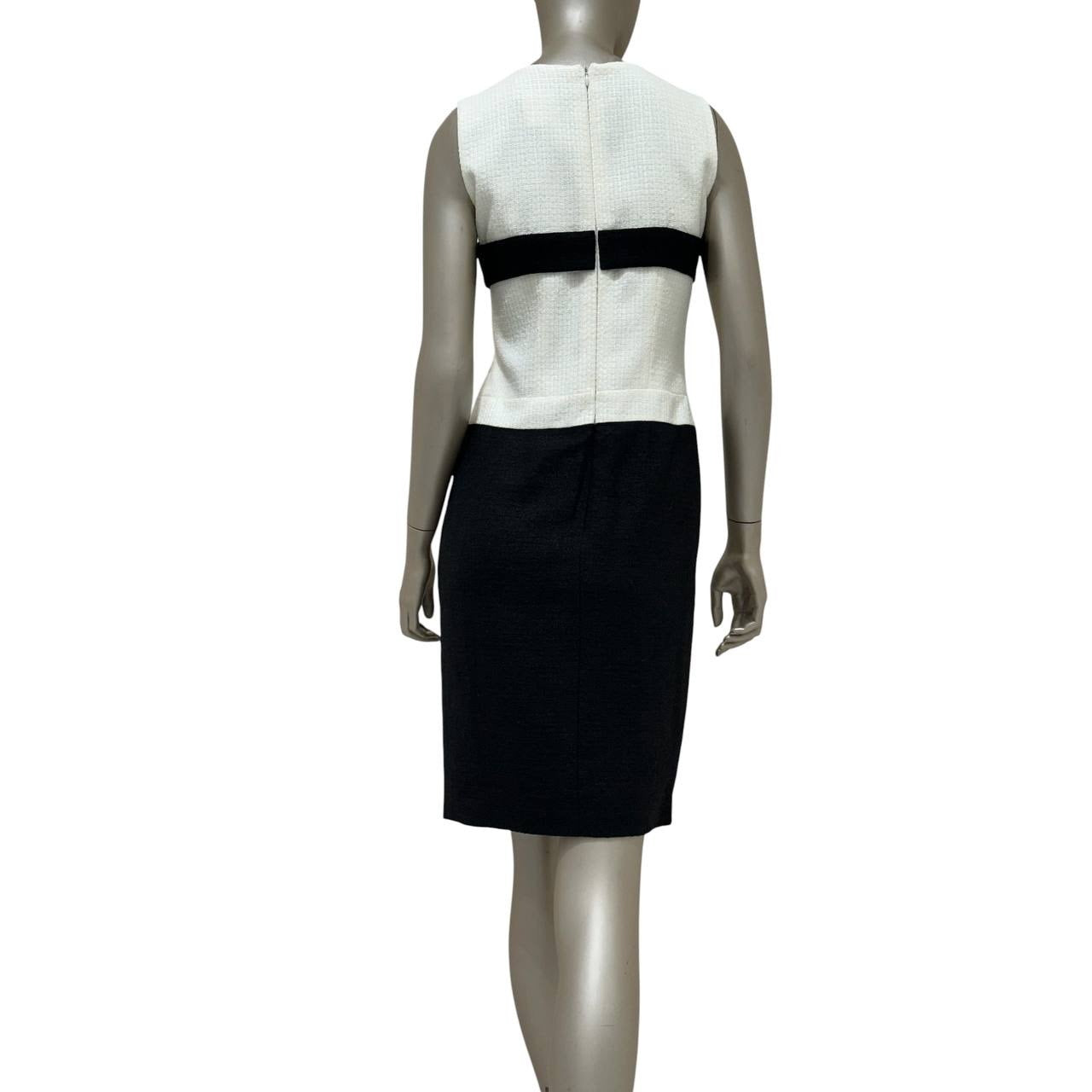 CHANEL S/S 2009 Black & White Tweed Bow Dress sz.38 Pre-owned