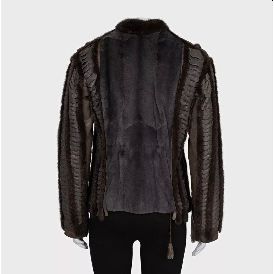 Roberto Cavalli Faux Fur & Leather Straight-Cut Jacket - IT 40 / S Pre-owned