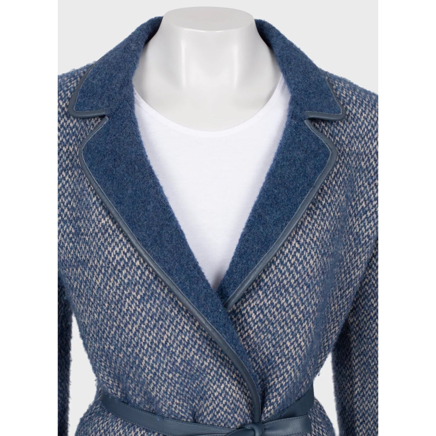 Loro Piana Blue Wool & Alpaca Belted Coat Sz. 40 Pre-owned