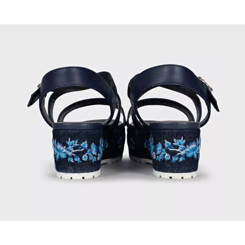 Christian Dior Embroidered Leather Platform Sandals Sz.38 pre-owned
