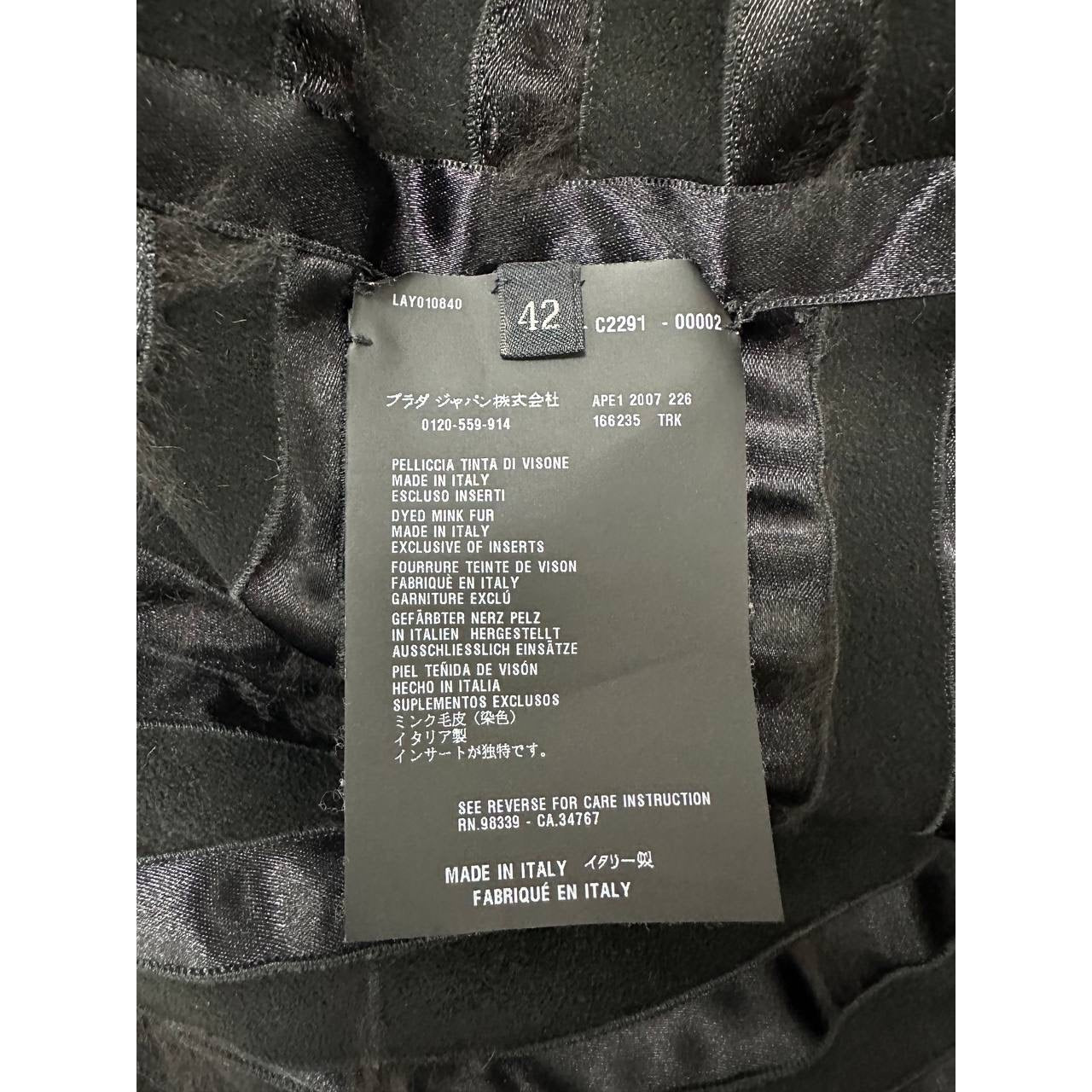 Prada Black Mink Fur Coat - Size IT42 Pre-owned