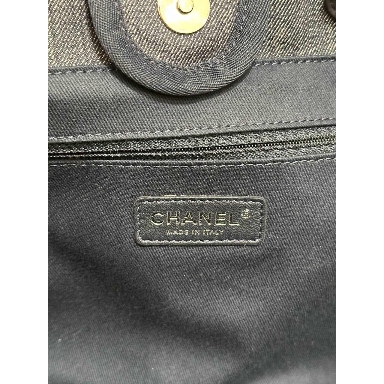 Chanel Deauville Large Denim Canvas Tote Bag Pre-owned