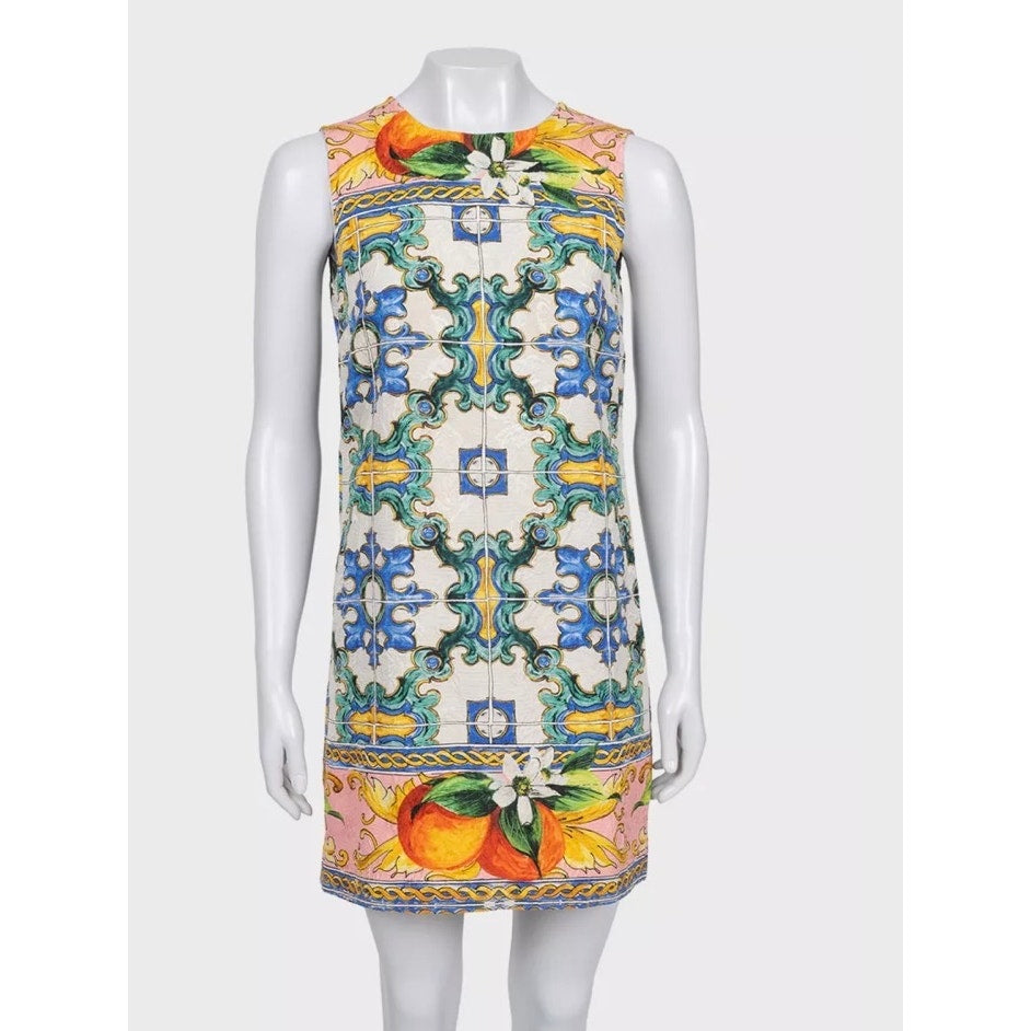 Dolce & Gabbana Vibrant Printed Cotton Silk Dress XXS pre-owned