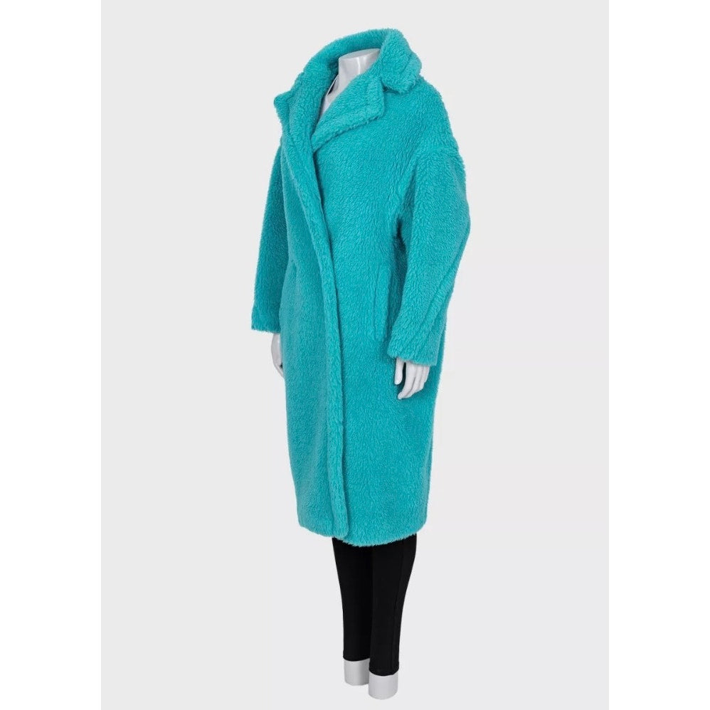 Max Mara  Teddy Bear  Oversized Light Blue Alpaca & Silk Coat, Size S Pre-owned