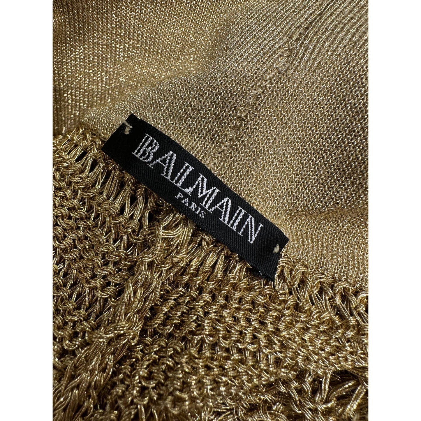 Balmain Gold Open-Knit Top & Bermuda Shorts Set FR 36 Pre-owned