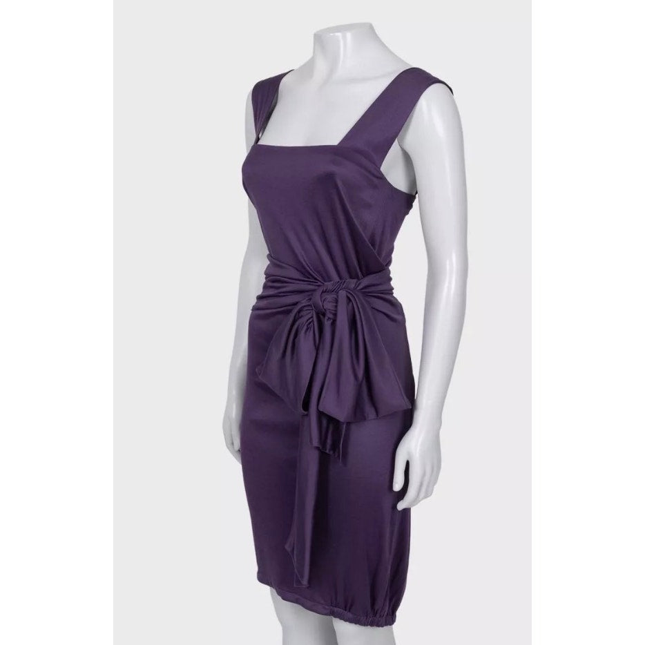 Saint Laurent Violet 100% Silk Belted Dress - Size S Pre-owned