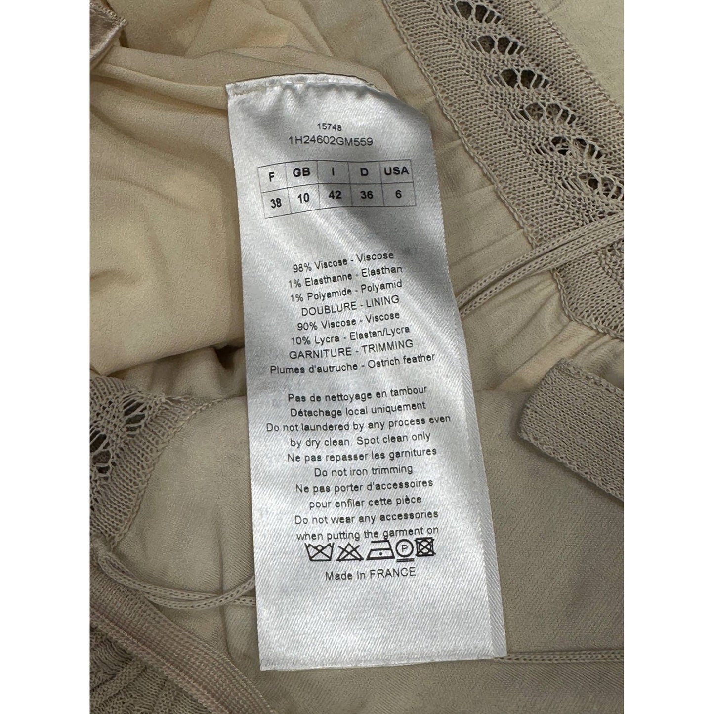 Christian Dior by Galliano Beige Knit Feather Dress Sz.38 Pre-owned