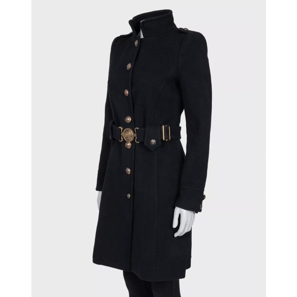 Roberto Cavalli Black Wool & Cashmere Belted Coat Sz.40/ S Pre-owned