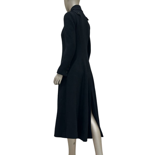 Chanel Black Wool Coat - Silk Lined & Tailored Sz.36 Pre-owned