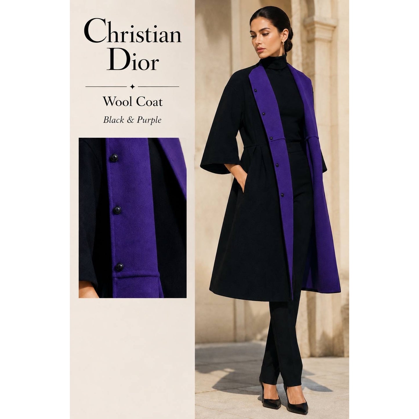 Christian Dior Reversible Wool & Angora Coat Dress US 8 Pre-owned