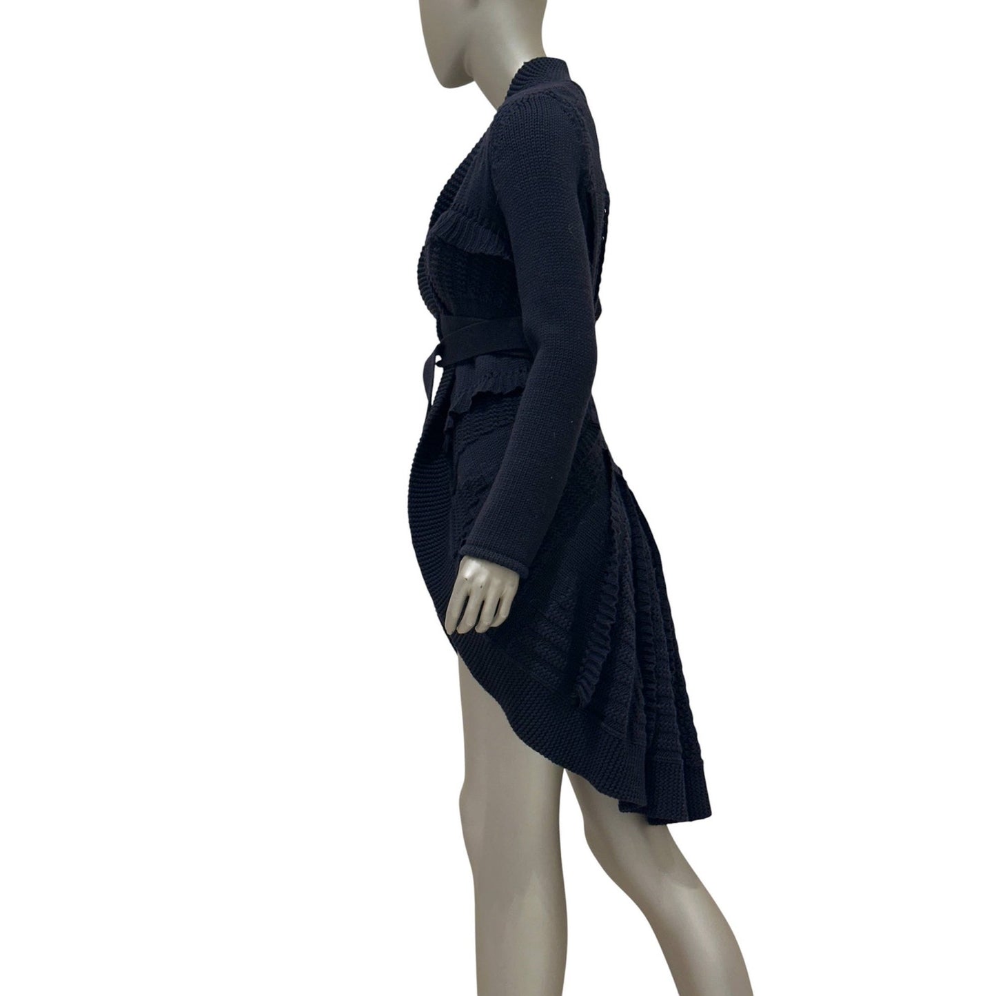 Valentino Garavani Navy Wool Knit Long Cardigan Coat S Pre-owned