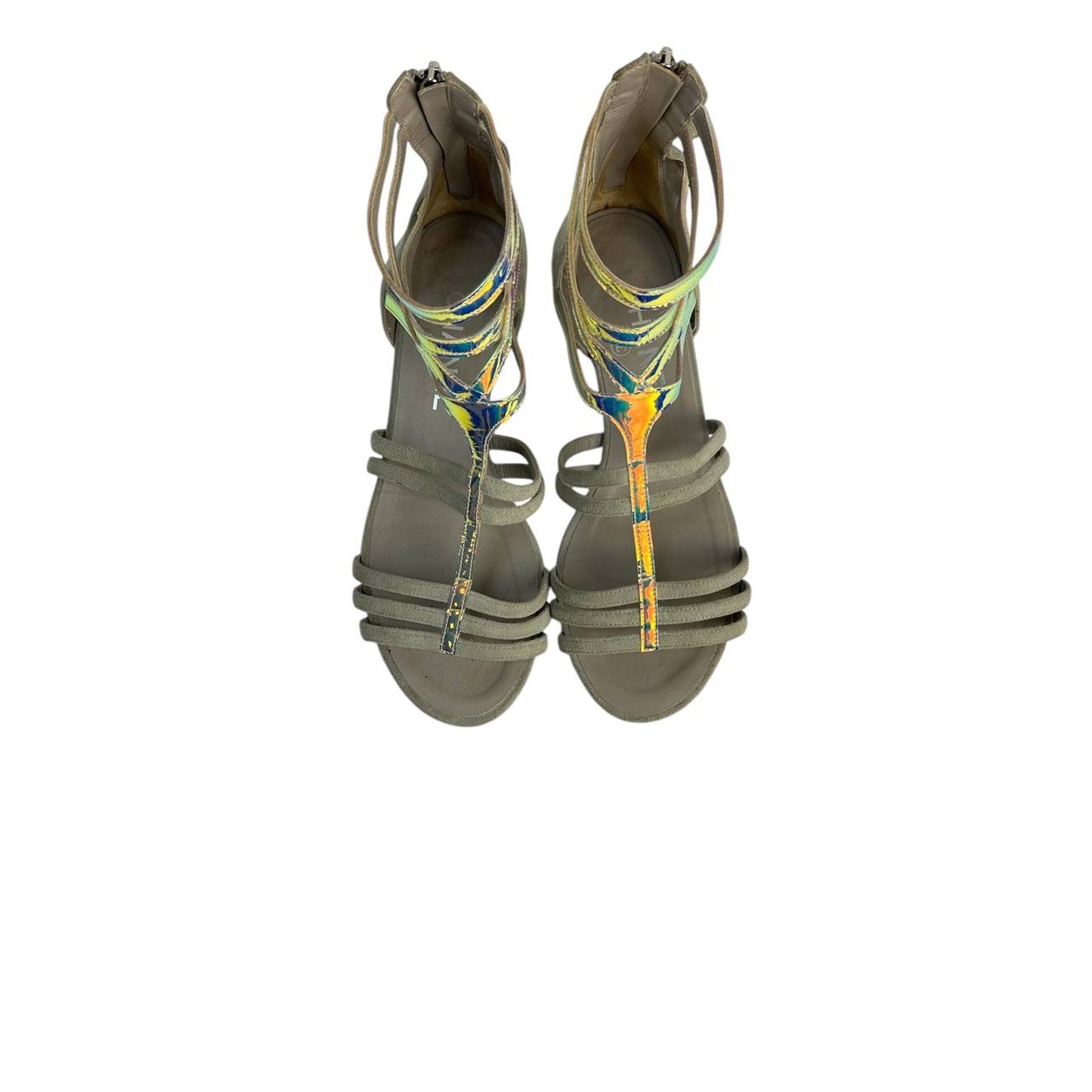 Chanel Suede Flat Multicolor Glossy Straps Sandals Sz.37 pre-owned