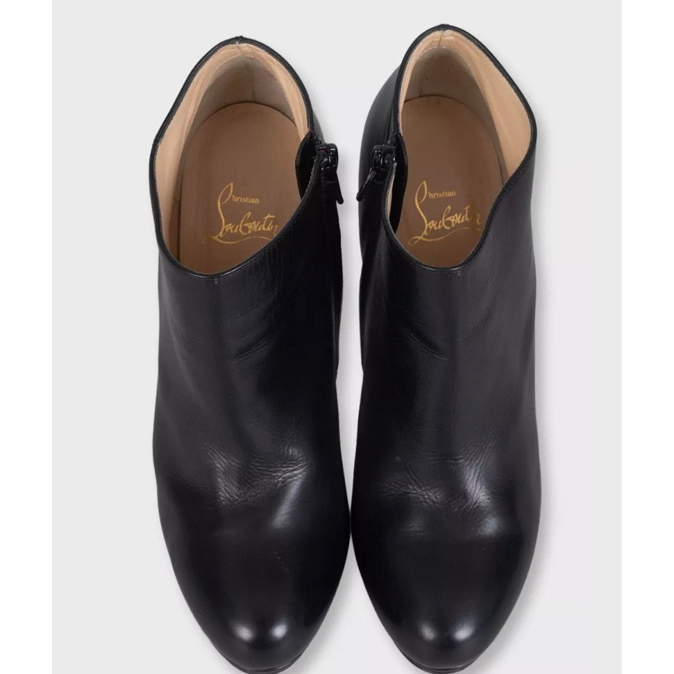 Christian Louboutin Black Leather Stiletto Ankle Boots Sz.39 Pre-owned