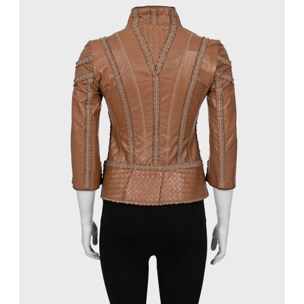 Bottega Veneta Brown Leather Jacket - Size IT40 / S pre-owned