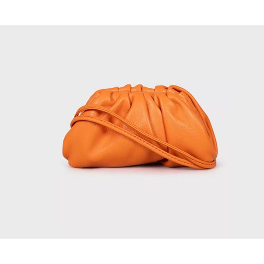 Bottega Veneta The Pouch Mini Orange Leather Bag Pre-owned