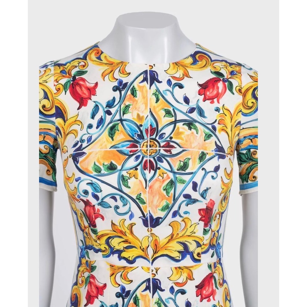 Stunning Dolce & Gabbana White Silk Floral Dress IT40/S Pre-owned