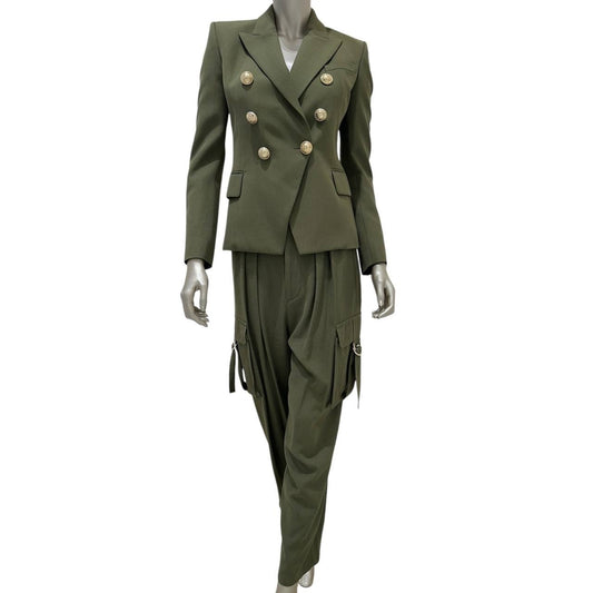 Balmain Green Twill Suit - EU 36 (S) Pre-owned