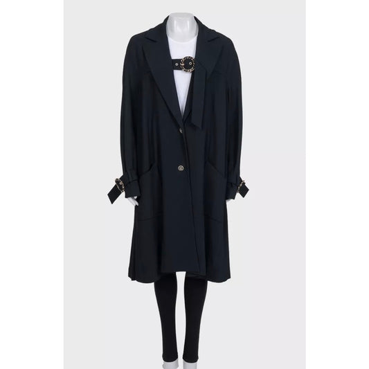 NWOT Chanel Black Coat with Gold Strap Details, Sz 42/ XL Pre-owned