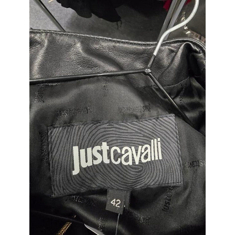Just Cavalli Chic Animal Print Leather Jacket IT 42 Pre-owned