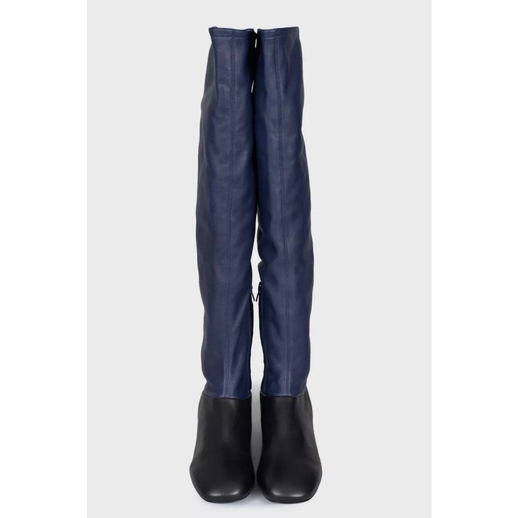 NWB Celine Blue & Black Leather Boots - Size 39.5 Pre-owned