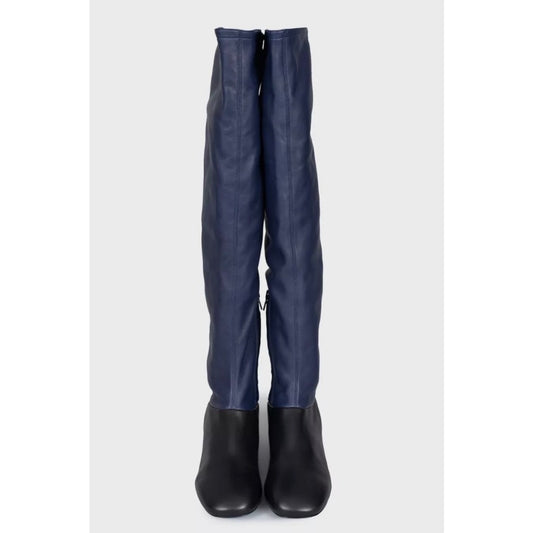 NWB Celine Blue & Black Leather Boots - Size 39.5 Pre-owned
