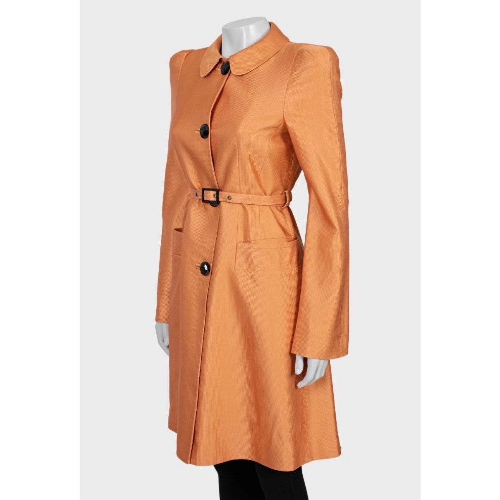 Roberto Cavalli Orange Belted Trench Coat - Size M Pre-owned
