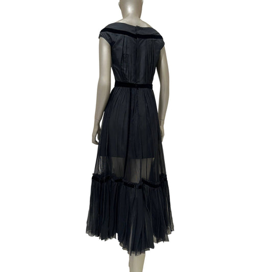 Louis Vuitton Black Silk Pleated Chain Embellished Dress Sz.36 Pre-owned