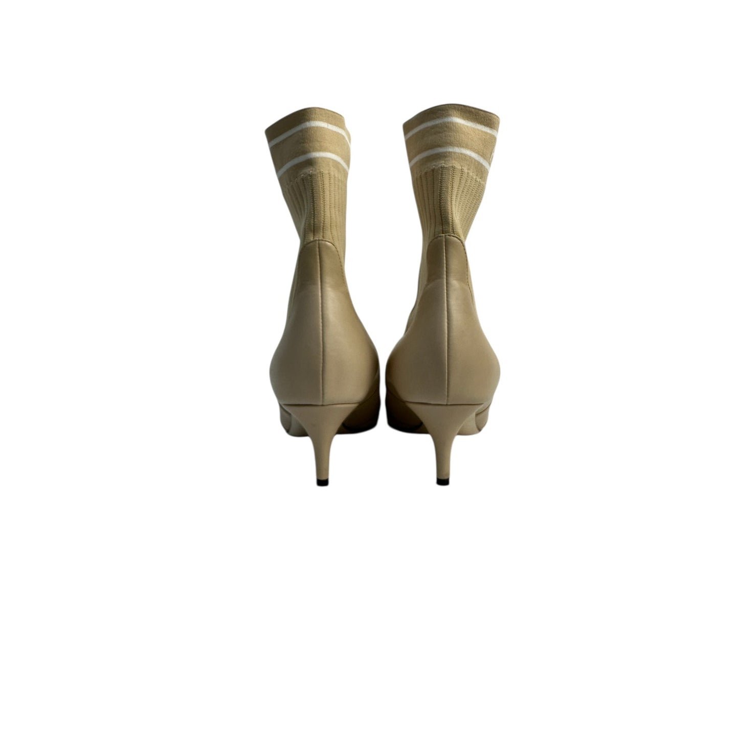 Fendi beige ankle boots with stretch-knit panel Sz.38 Pre-owned