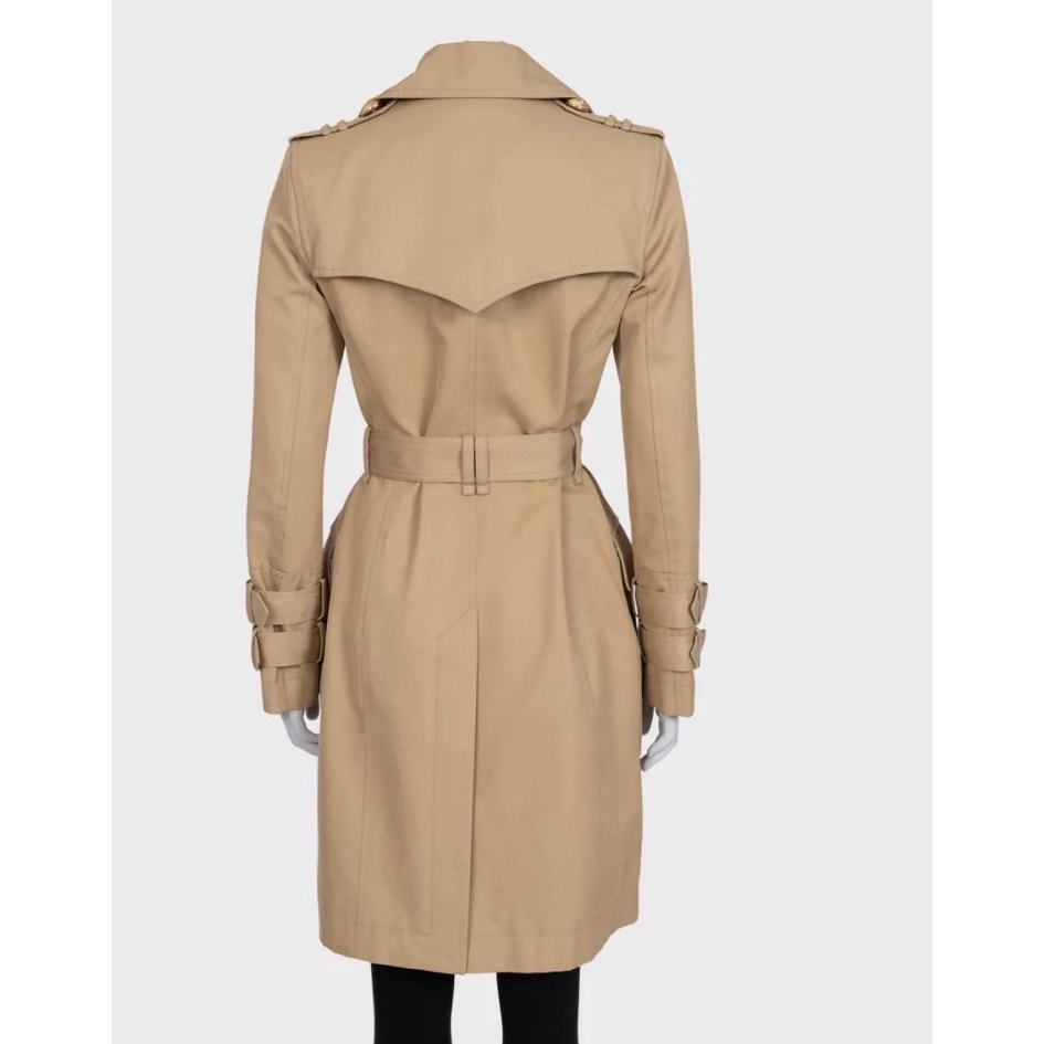 Balmain Black Fitted Trench Coat Gold Buttons 38 Pre-owned