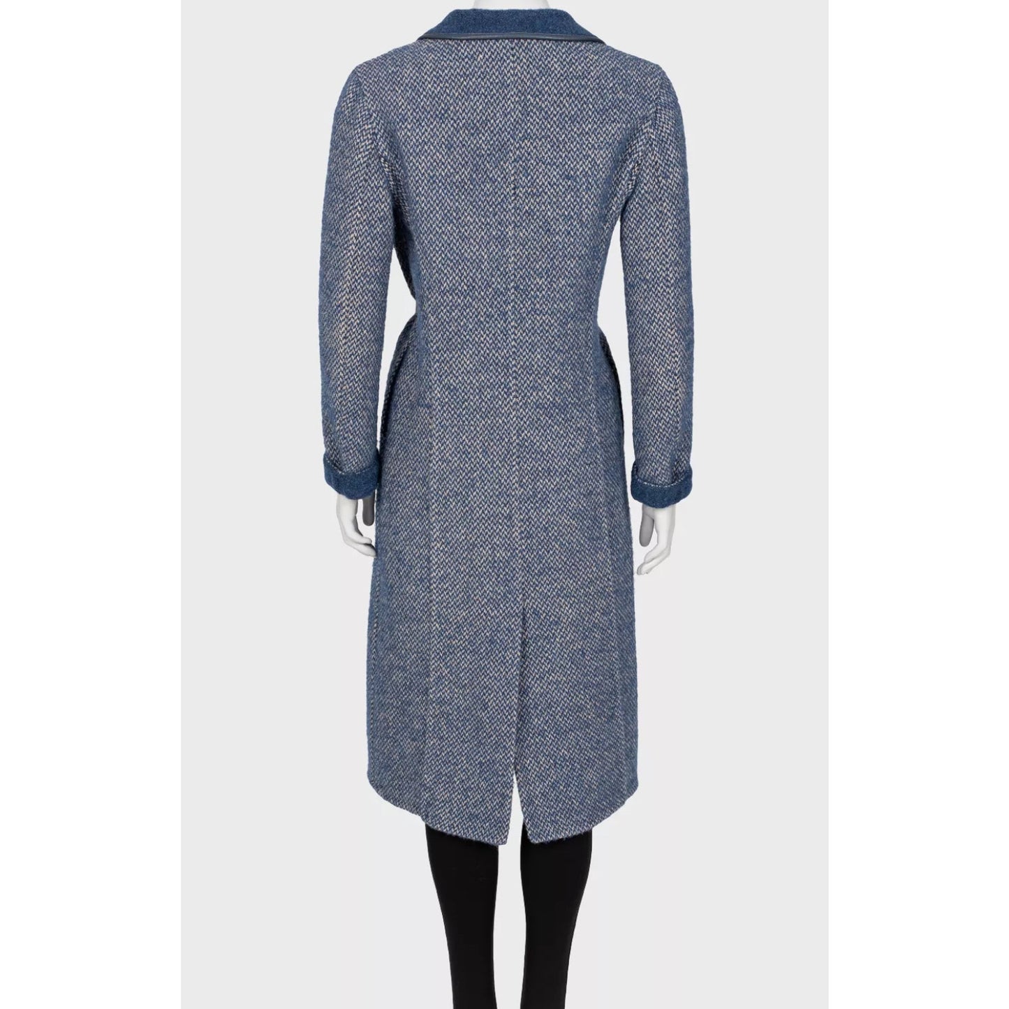 Loro Piana Blue Wool & Alpaca Belted Coat Sz. 40 Pre-owned