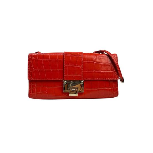 Jimmy Choo River Red Crocodile Embossed Leather Bag Pre-owned