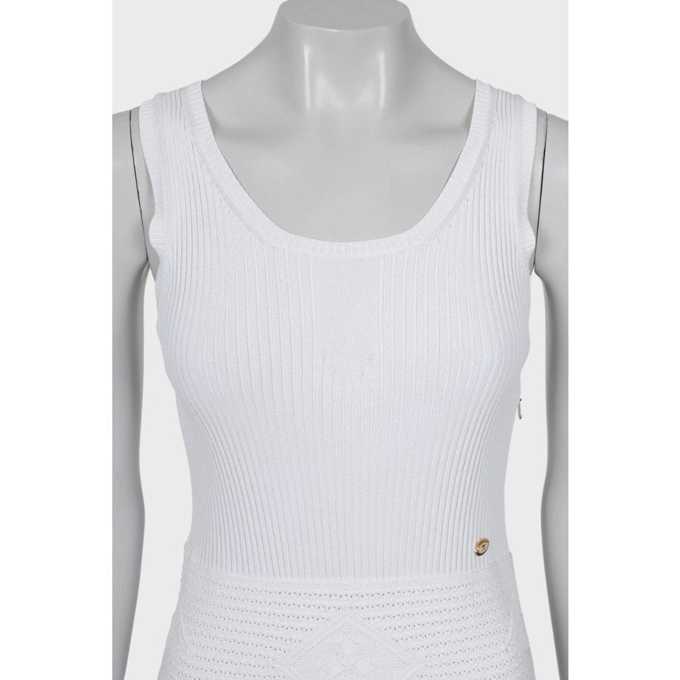 Chanel White Viscose Blend Dress - Size FR40 (Runs Small) Pre-owned