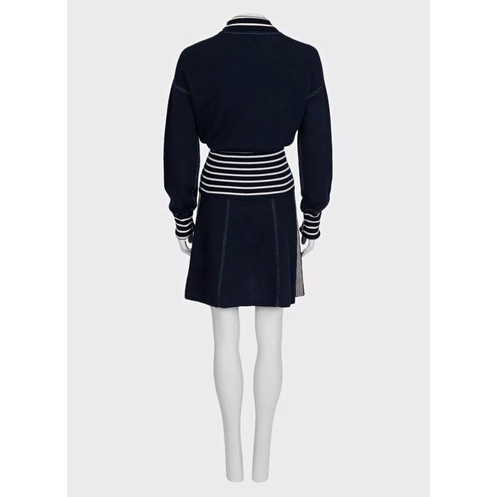 Chanel 2008 Cruise Blue Knit Embellished Skirt Suit Sz 38 Pre-owned