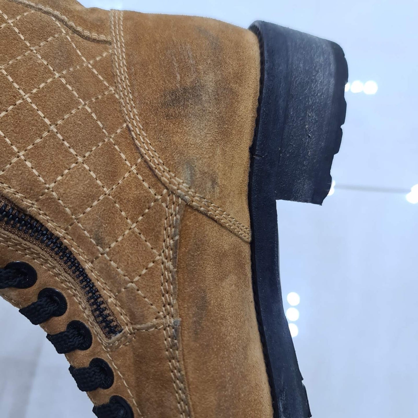 CHANEL 2012 Brown Suede Mid-Calf Combat Boots Size 38.5 pre-owned