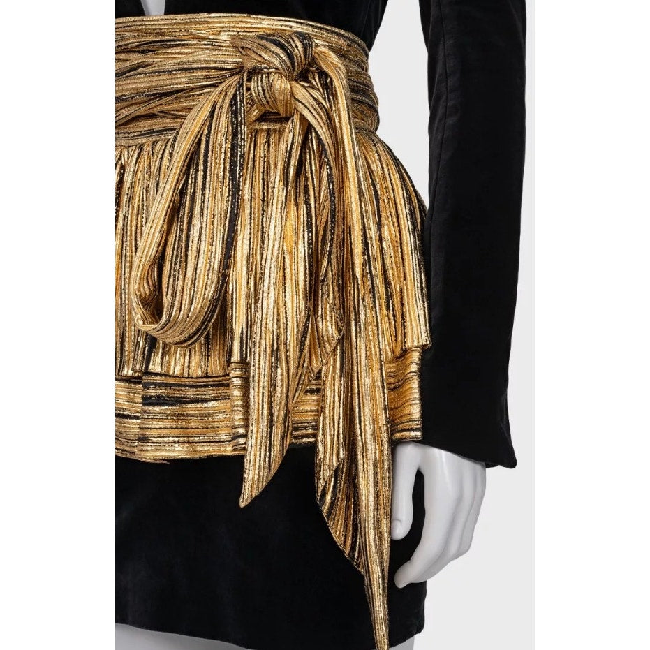 NWOT Alexandre Vauthier Gold Peplum Dress Sz.36 Pre-owned