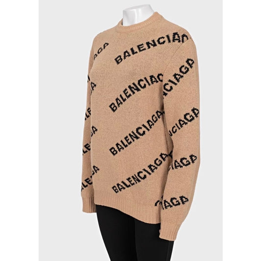 Balenciaga Brown Oversized Wool Sweater - Sz XS Pre-owned