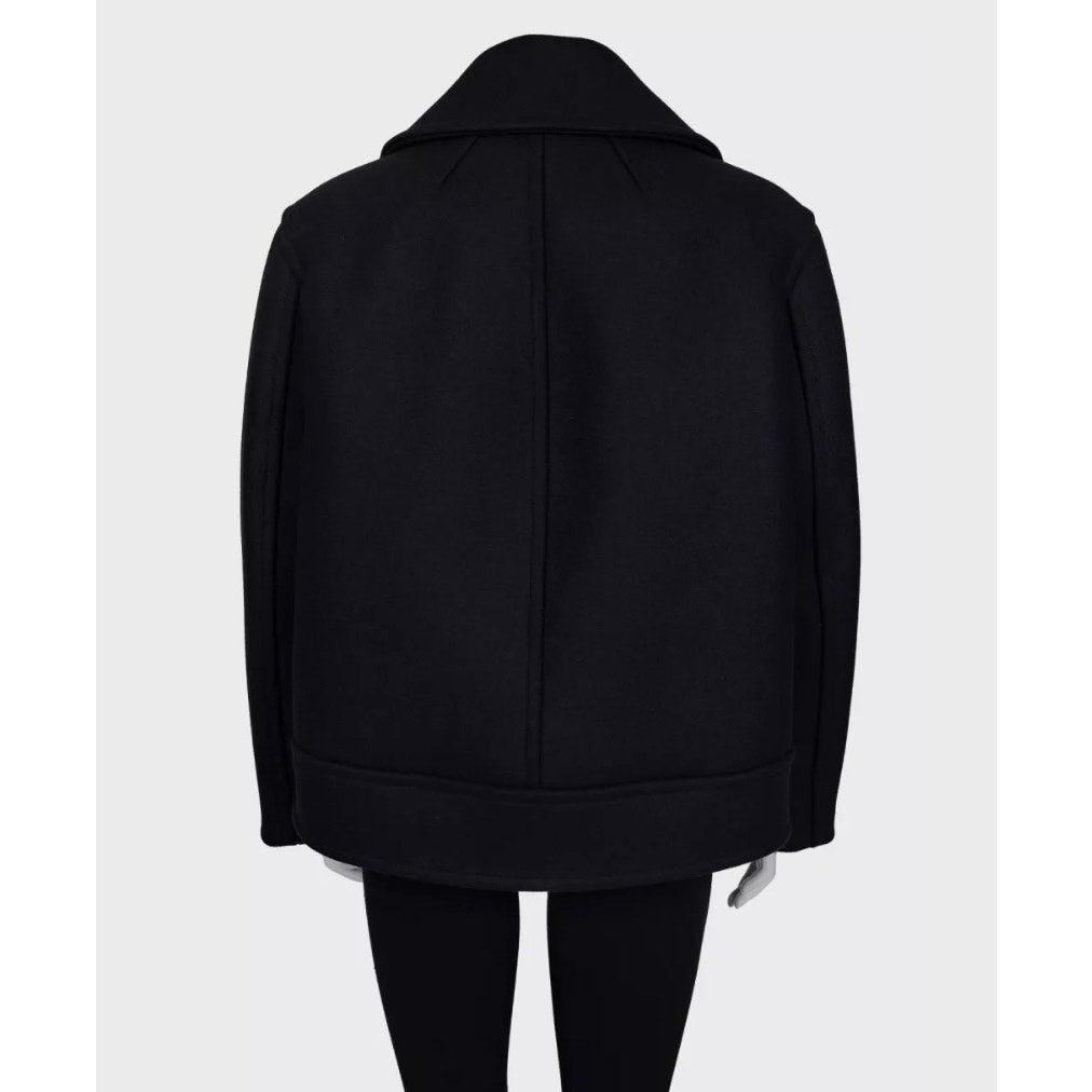 Saint Laurent Black Wool Coat Silk Lining - XL Pre-owned