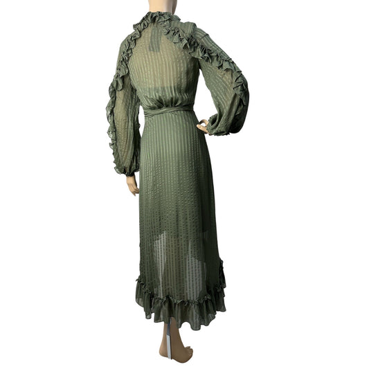 Zimmermann Cascade Ruffle Wrap Midi Dress Sz.0 Pre-owned